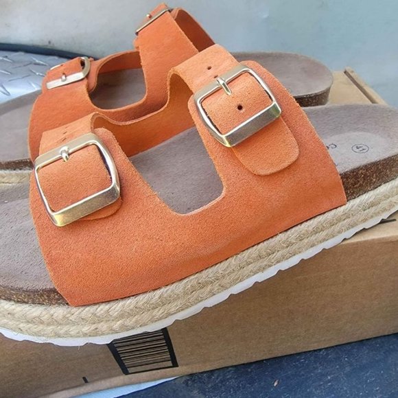 Celtic & Co. Women 41 size 10 Double Buckle Sandals Burnt Orange - Picture 11 of 13